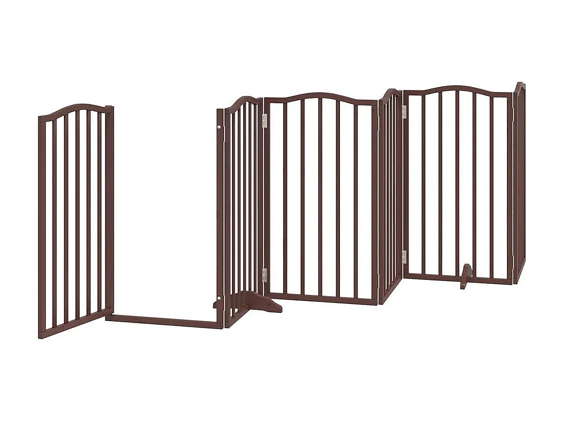 Portão para cães com porta dobrável 6 painéis 300cm álamo castanho