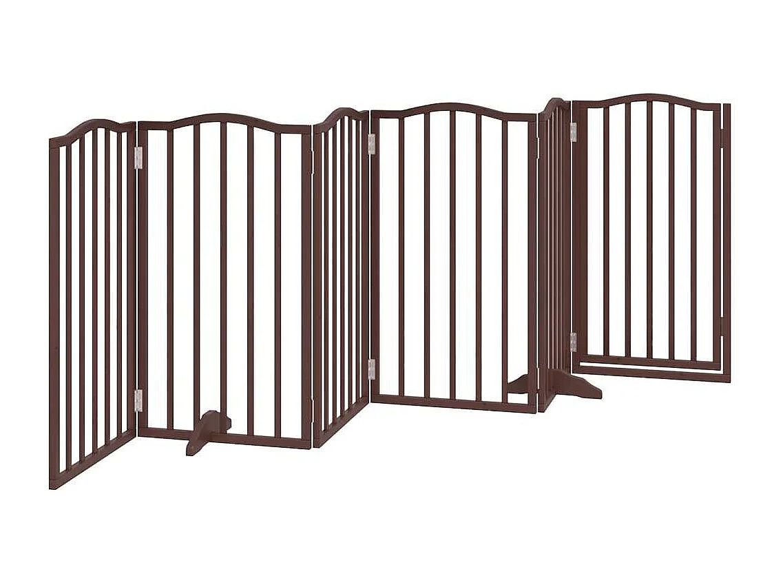 Portão para cães com porta dobrável 6 painéis 300cm álamo castanho