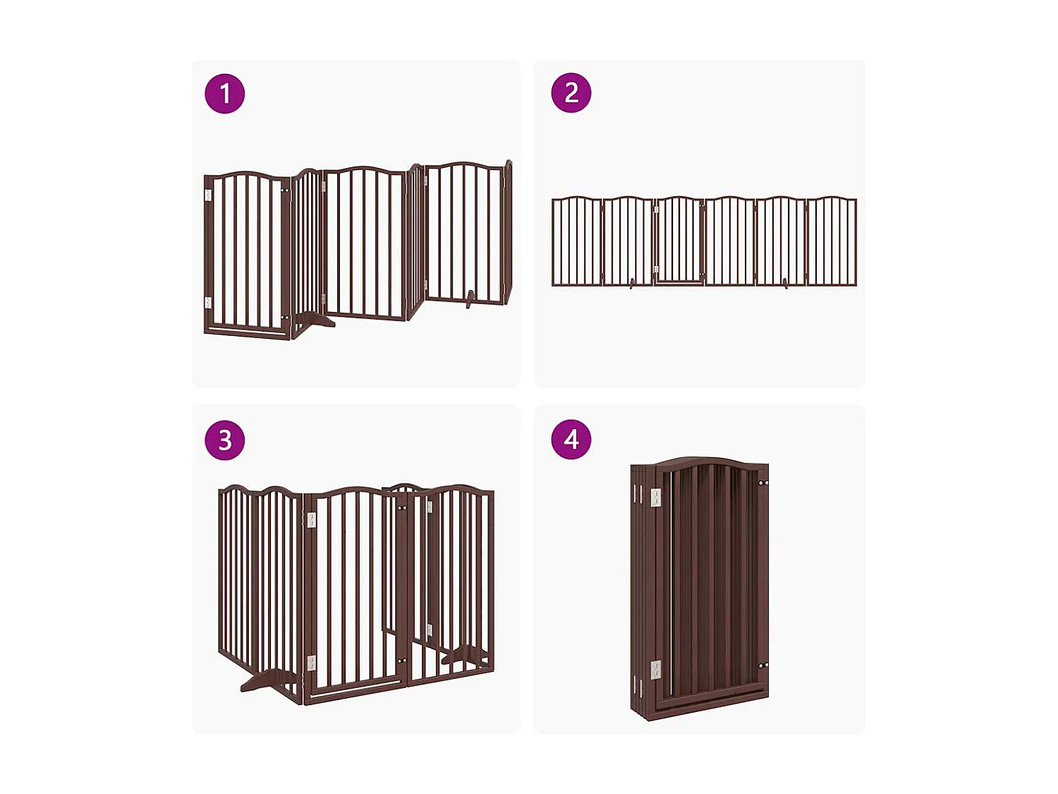 Portão para cães com porta dobrável 6 painéis 300cm álamo castanho