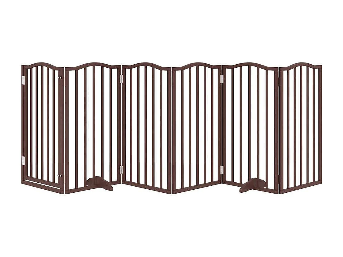 Barrière pour chiens avec porte 6 panneaux bois de peuplier