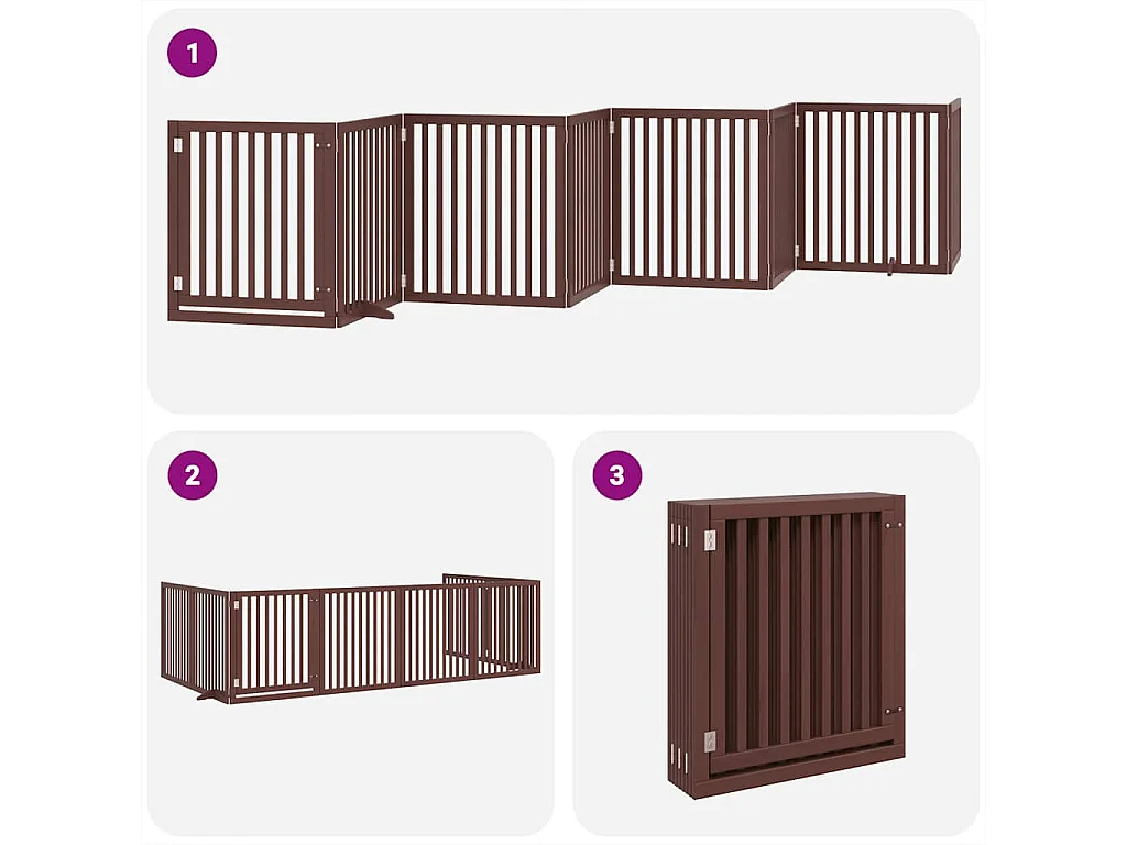 Portão cães com porta dobrável 8 painéis 640 cm álamo castanho