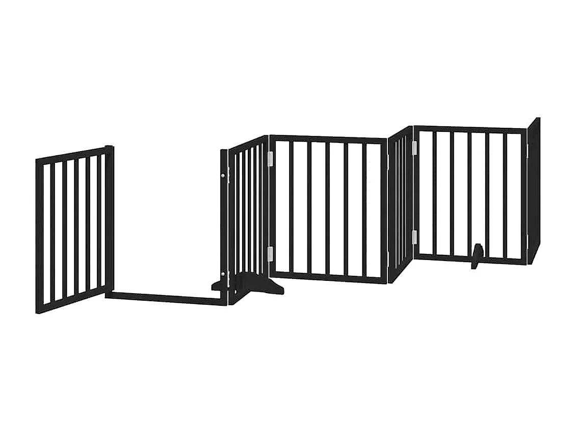 Portão para cães com porta dobrável 12 painéis 600 cm álamo preto