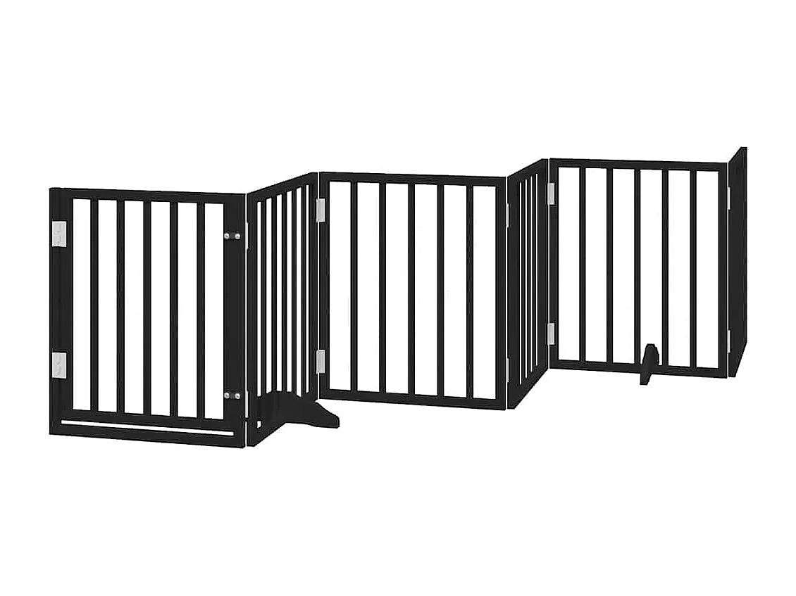 Barrière pour chien porte pliable 12 panneaux noir bois peuplier