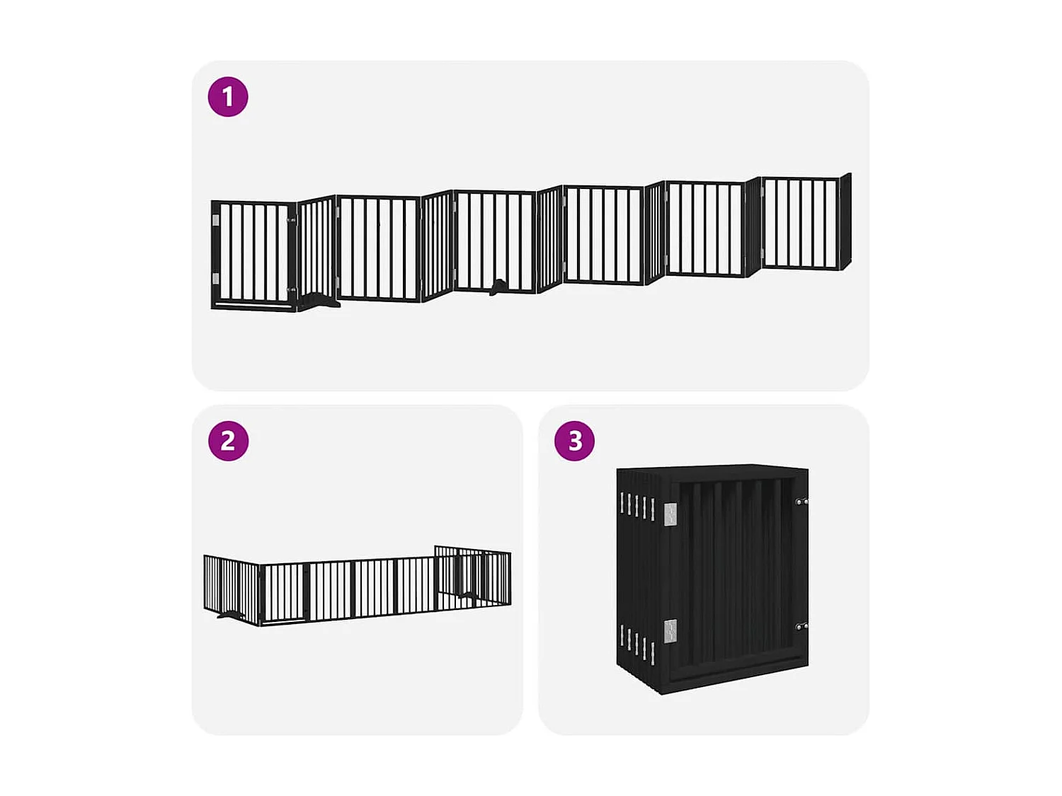 Barrière pour chien porte pliable 12 panneaux noir bois peuplier