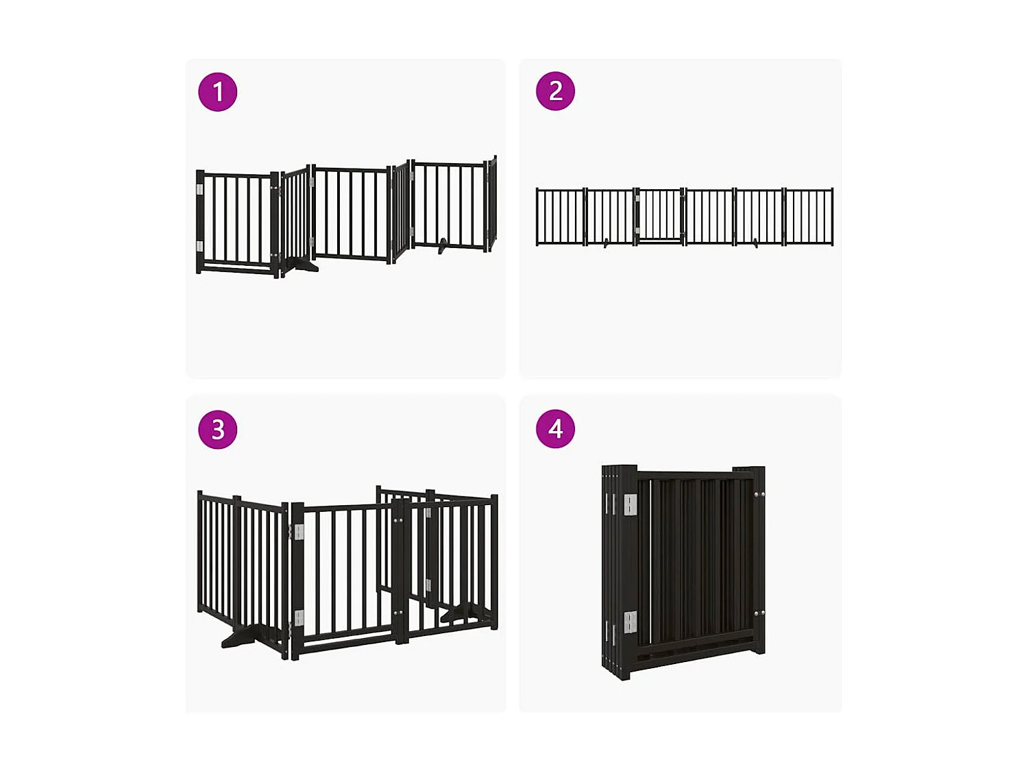 Portão para cães com porta dobrável 6 painéis 300 cm abeto preto