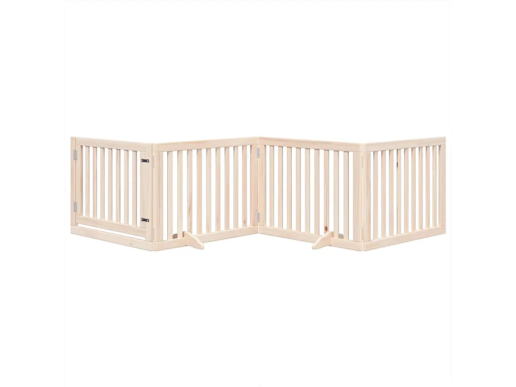 Puerta para perros con puerta plegable de 4 paneles, 320 cm, madera de álamo