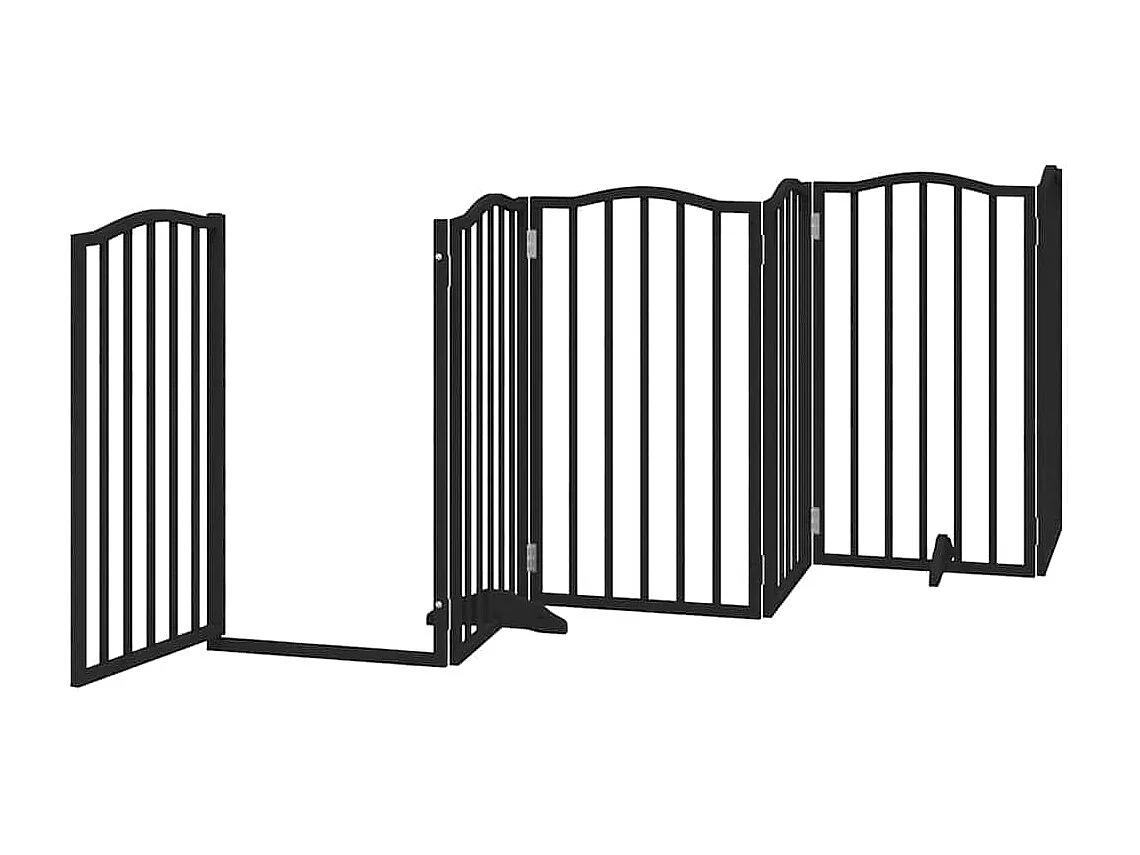 Portão para cães com porta dobrável 9 painéis 450 cm álamo preto