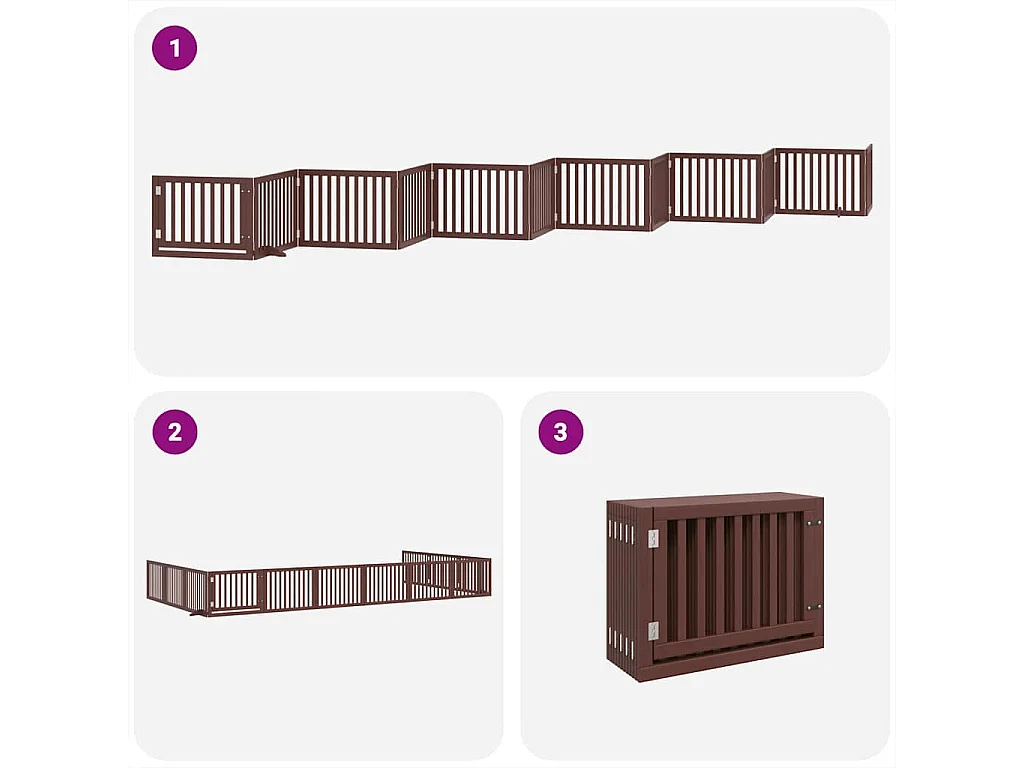 Portão cães com porta dobrável 12 painéis 960 cm álamo castanho