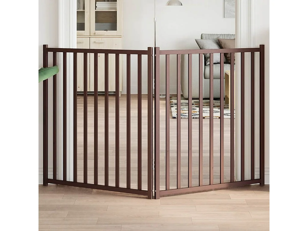 Portão para cães dobrável 2 painéis 160cm abeto carvalho castanho