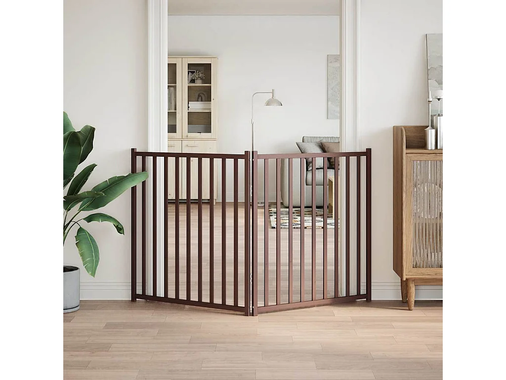 Portão para cães dobrável 2 painéis 160cm abeto carvalho castanho