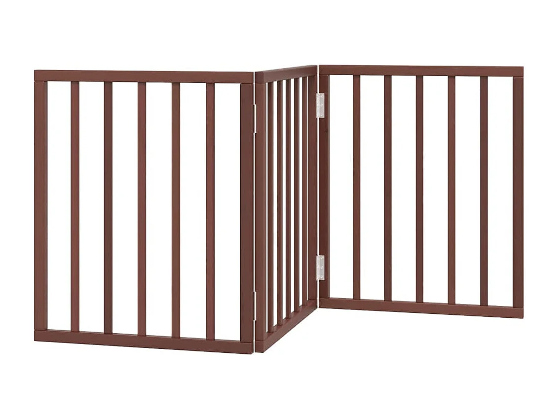 Puerta para perros plegable 3 paneles madera álamo marrón 150cm