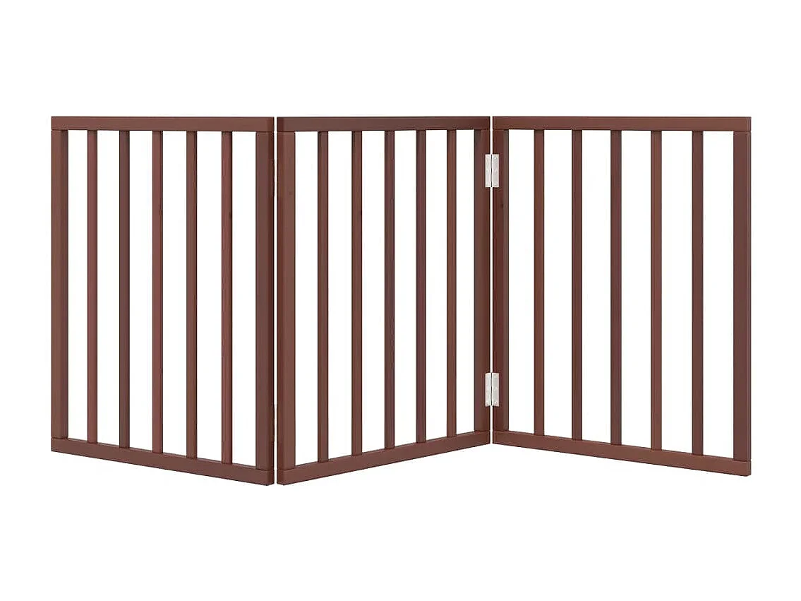 Puerta para perros plegable 3 paneles madera álamo marrón 150cm