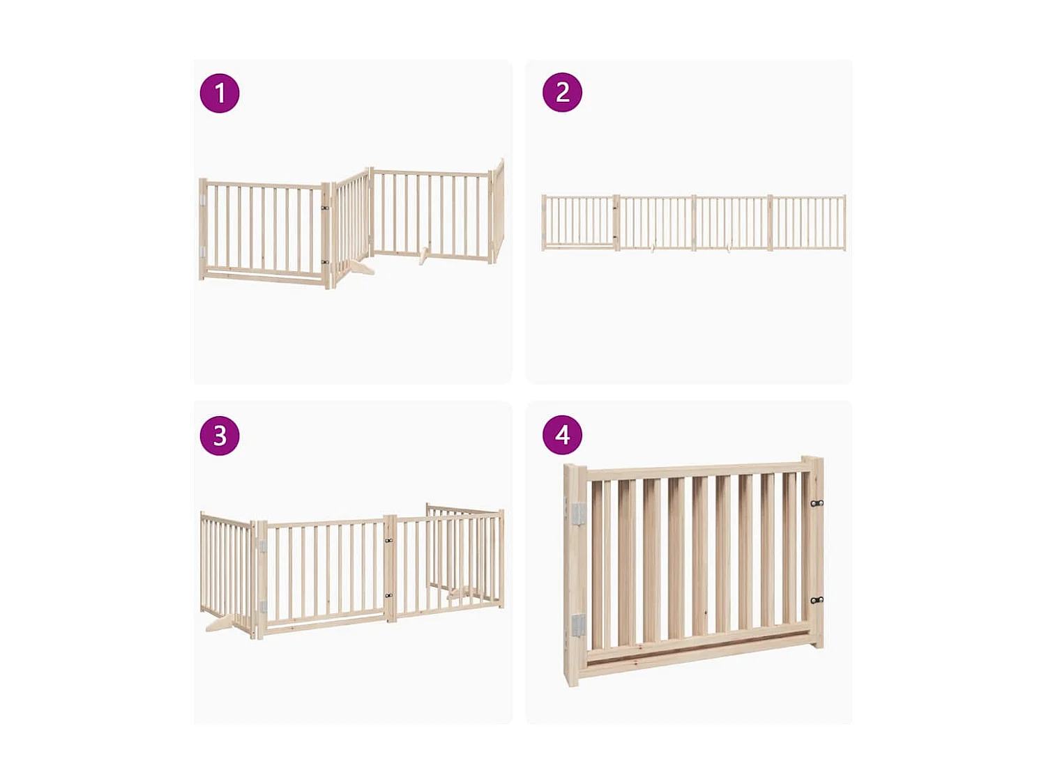 Puerta para perros plegable 4 paneles madera de abeto 320 cm