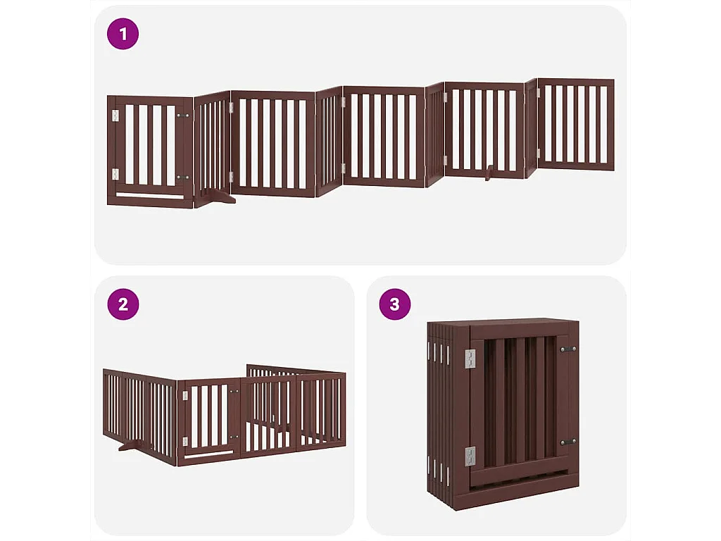 Barrière pour chien porte pliable 9 panneaux bois de peuplier