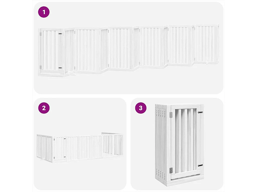 Portão para cães com porta dobrável 12 painéis 600cm álamo branco