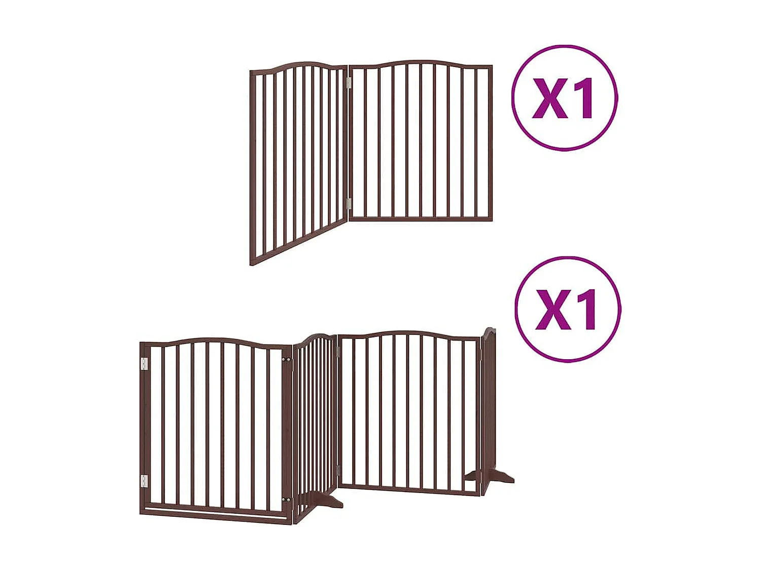 Puerta de perros plegable 6 paneles madera álamo marrón 480 cm