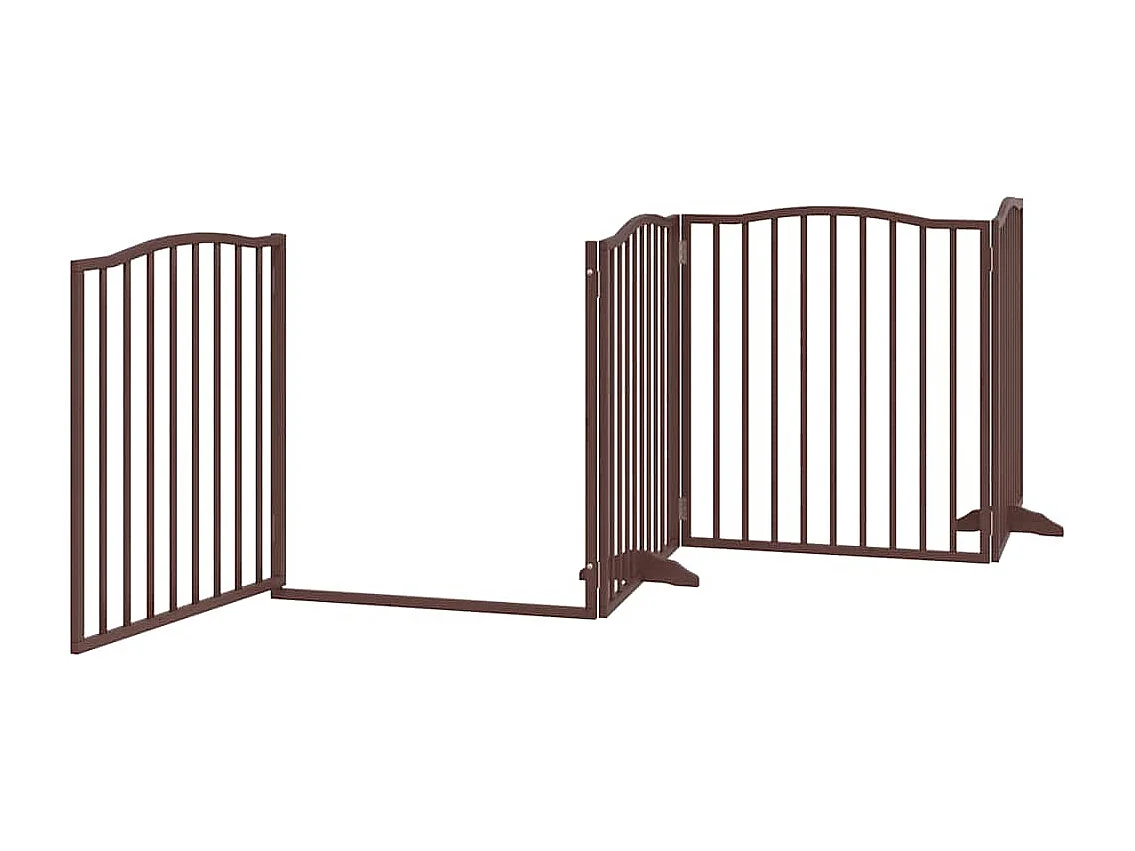 Puerta de perros plegable 6 paneles madera álamo marrón 480 cm