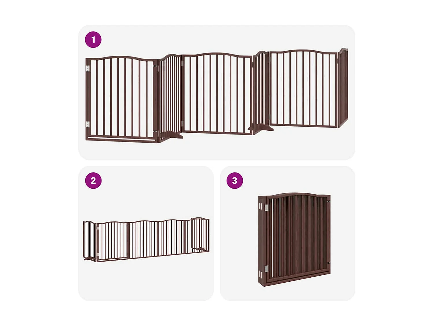 Puerta de perros plegable 6 paneles madera álamo marrón 480 cm