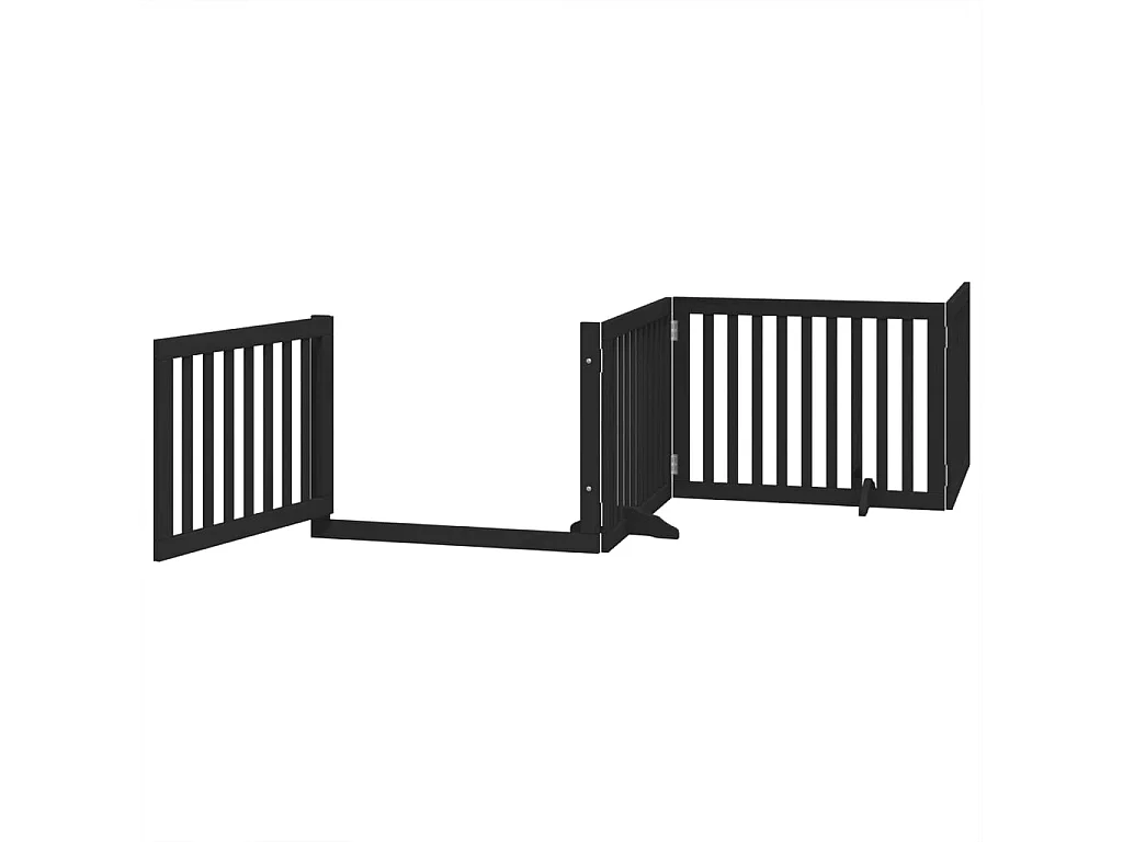 Barrière pour chiens et porte 4 panneaux noir bois de peuplier