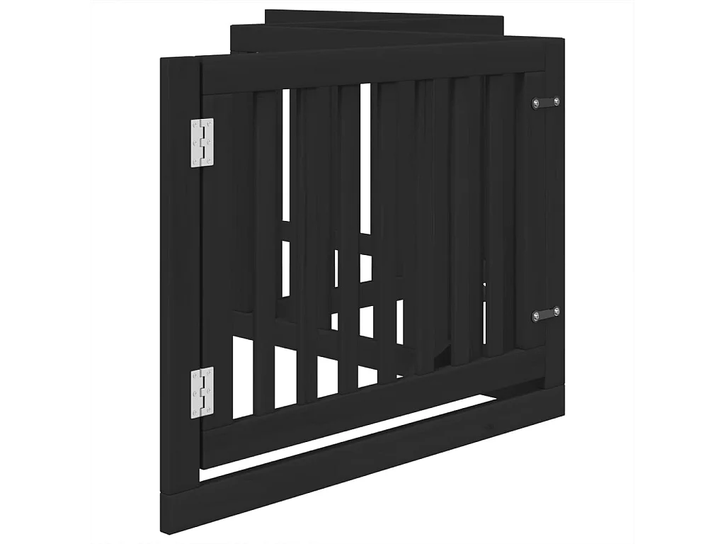 Barrière pour chiens et porte 4 panneaux noir bois de peuplier