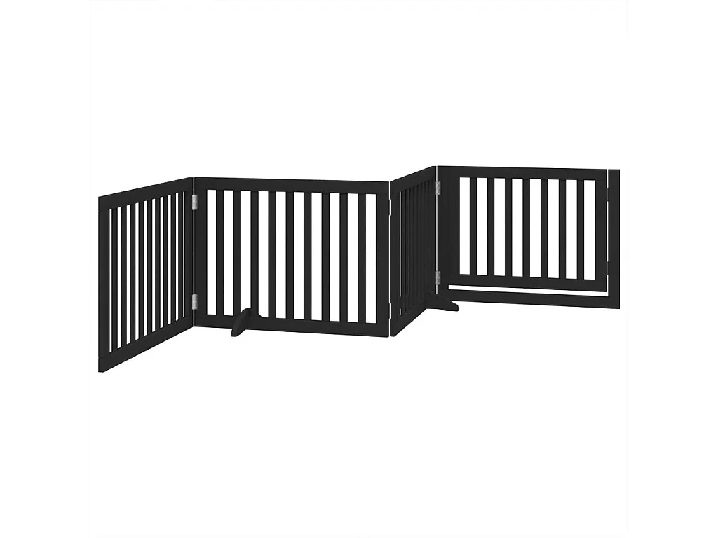 Barrière pour chiens et porte 4 panneaux noir bois de peuplier