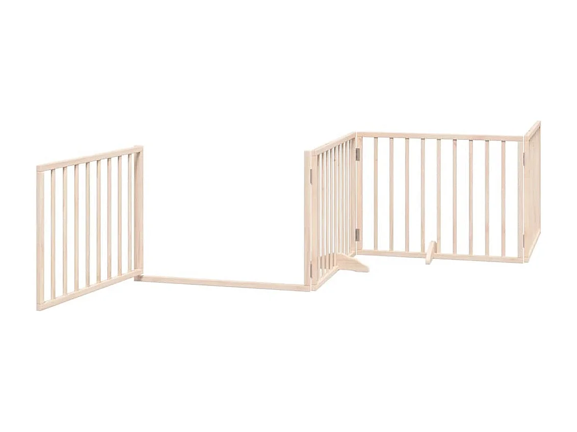 Barrière pour chien avec porte pliable 6 panneaux bois peuplier