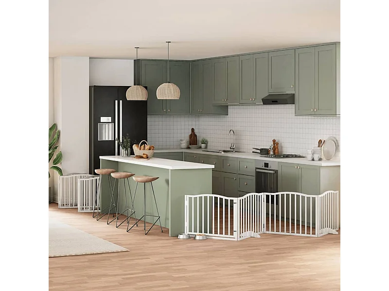 Barrière pour chien porte pliable 10 panneaux bois de peuplier