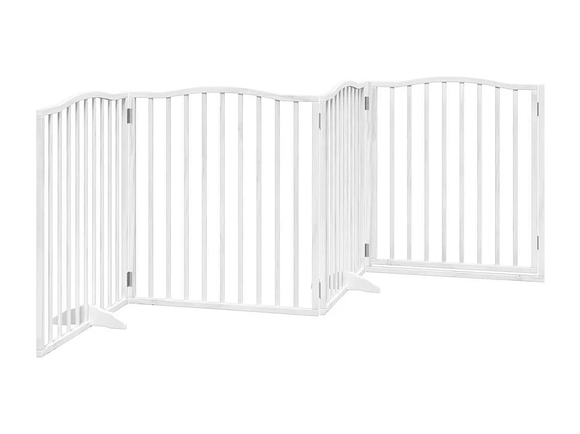 Barrière pour chiens et porte 4 panneaux blanc bois de peuplier