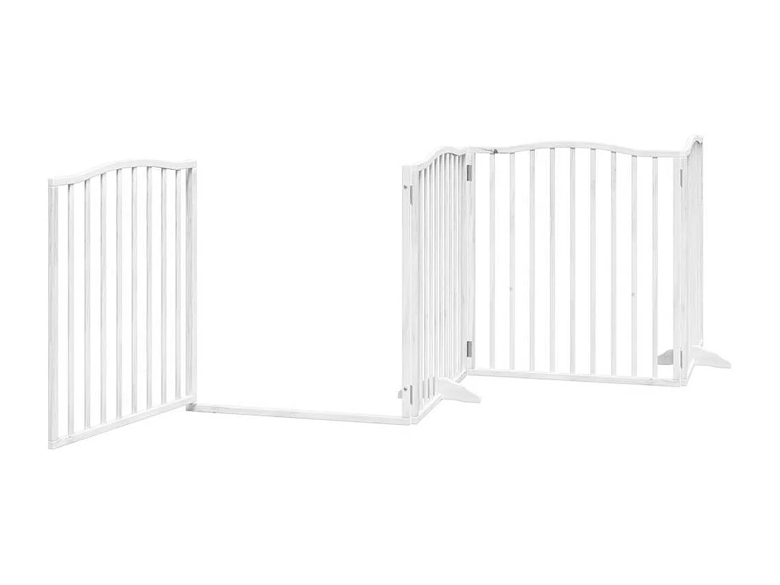 Barrière pour chiens et porte 4 panneaux blanc bois de peuplier