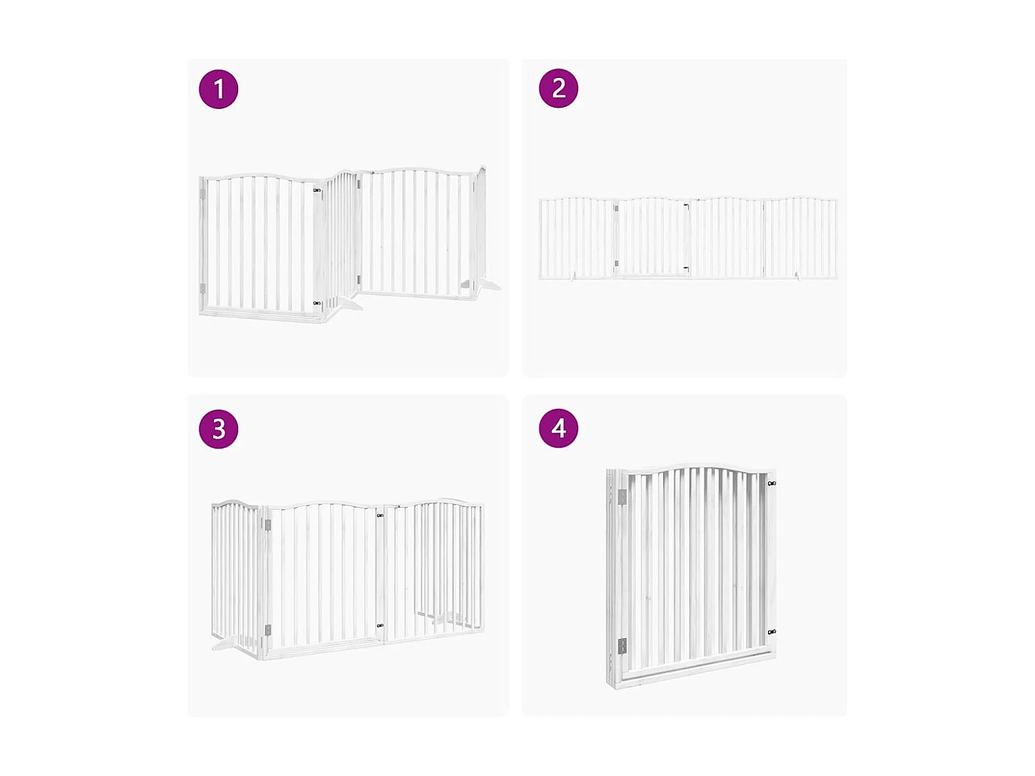 Barrière pour chiens et porte 4 panneaux blanc bois de peuplier