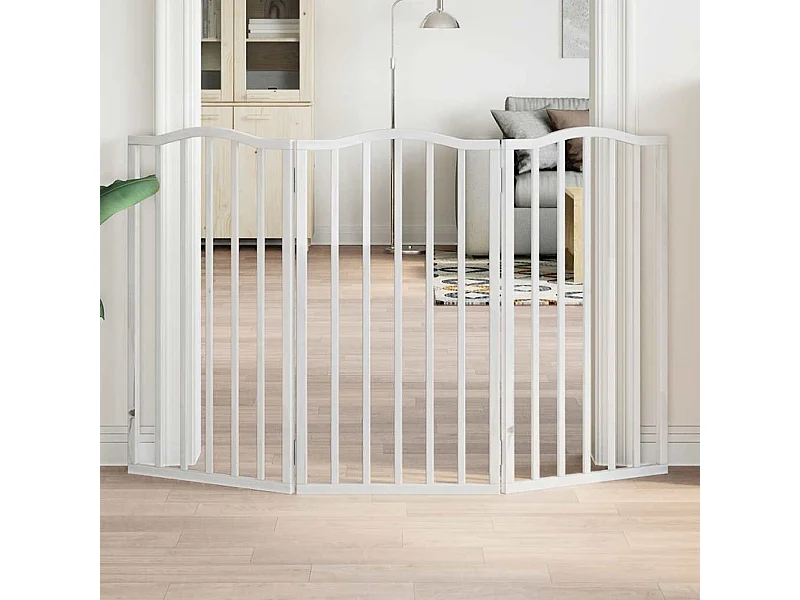 Portão para cães dobrável 3 painéis 150 cm álamo branco