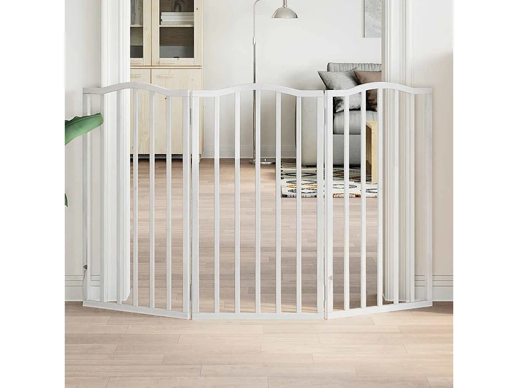 Portão para cães dobrável 3 painéis 150 cm álamo branco