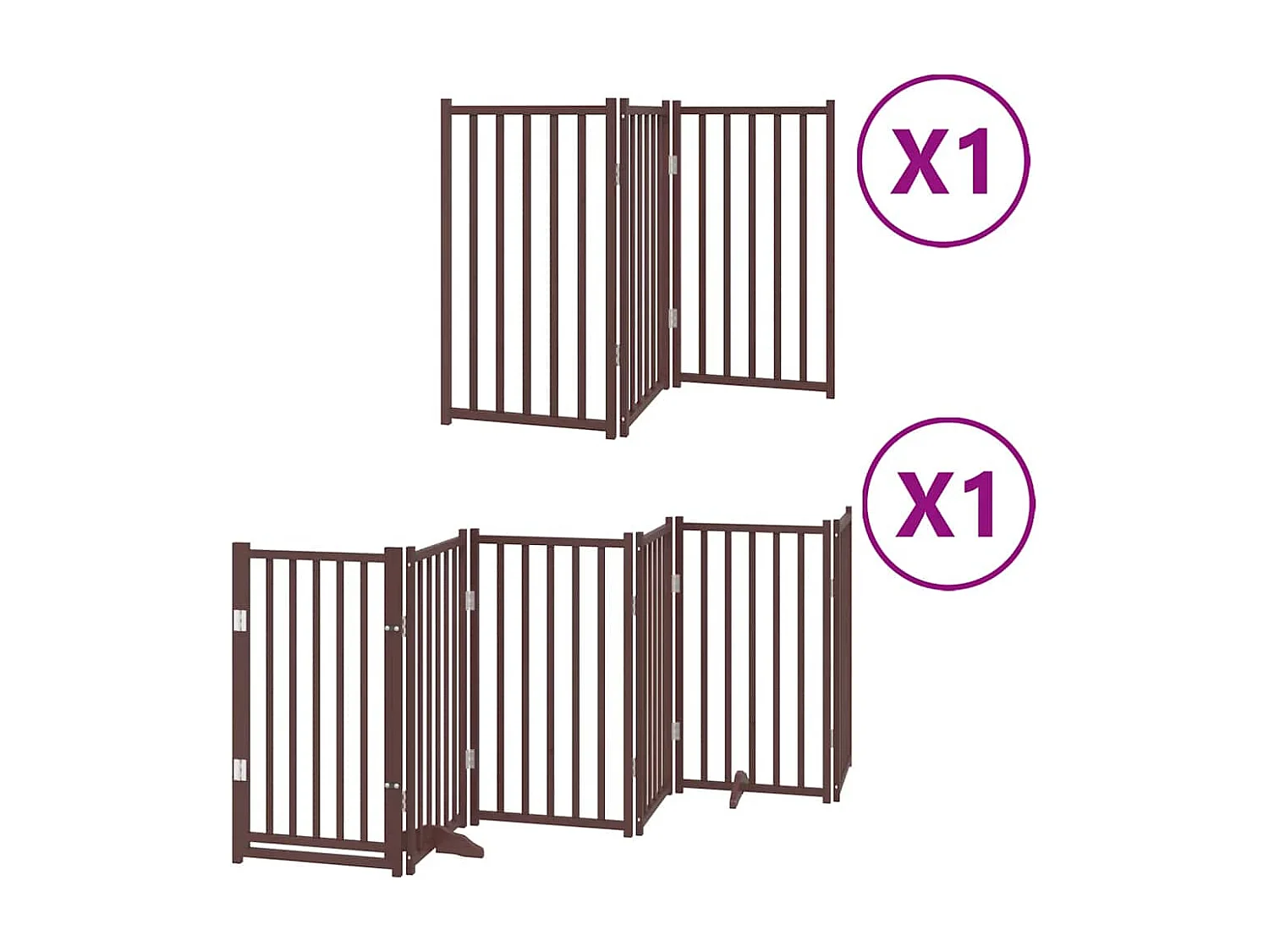 Puerta de perros plegable 9 paneles madera álamo marrón 450 cm