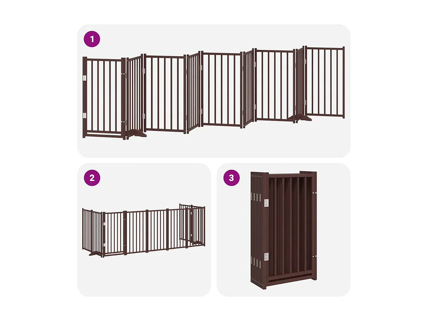 Puerta de perros plegable 9 paneles madera álamo marrón 450 cm
