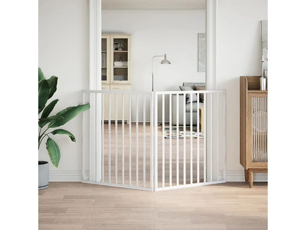 Barrière pour chien pliable à 2 panneaux Blanc 160 cm Bois de peuplier