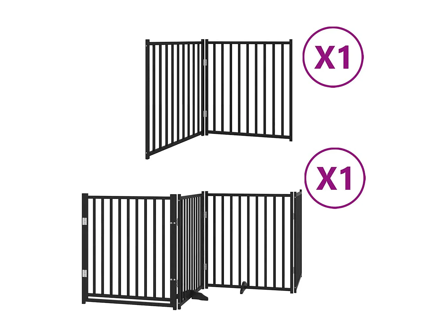 Barrière pour chien porte pliable 6 panneaux noir bois peuplier