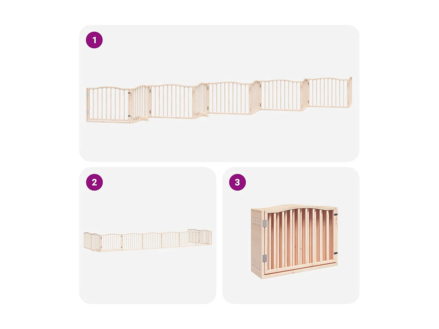 Puerta para perros plegable 10 paneles madera de álamo 800 cm