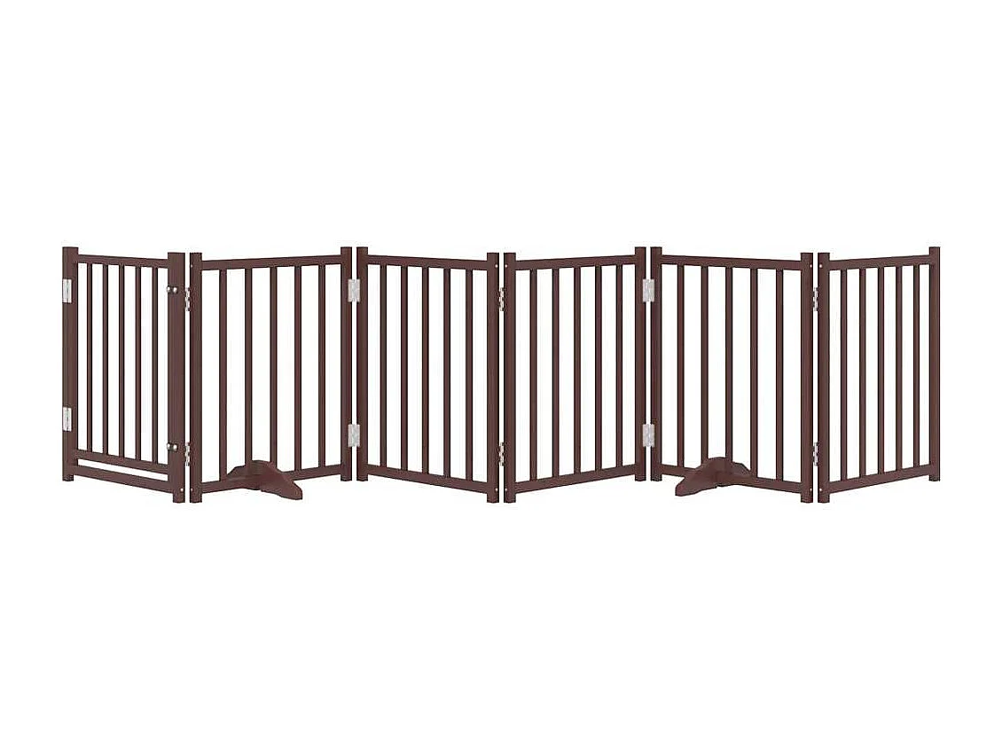 Puerta de perros plegable 6 paneles madera abeto marrón 300 cm