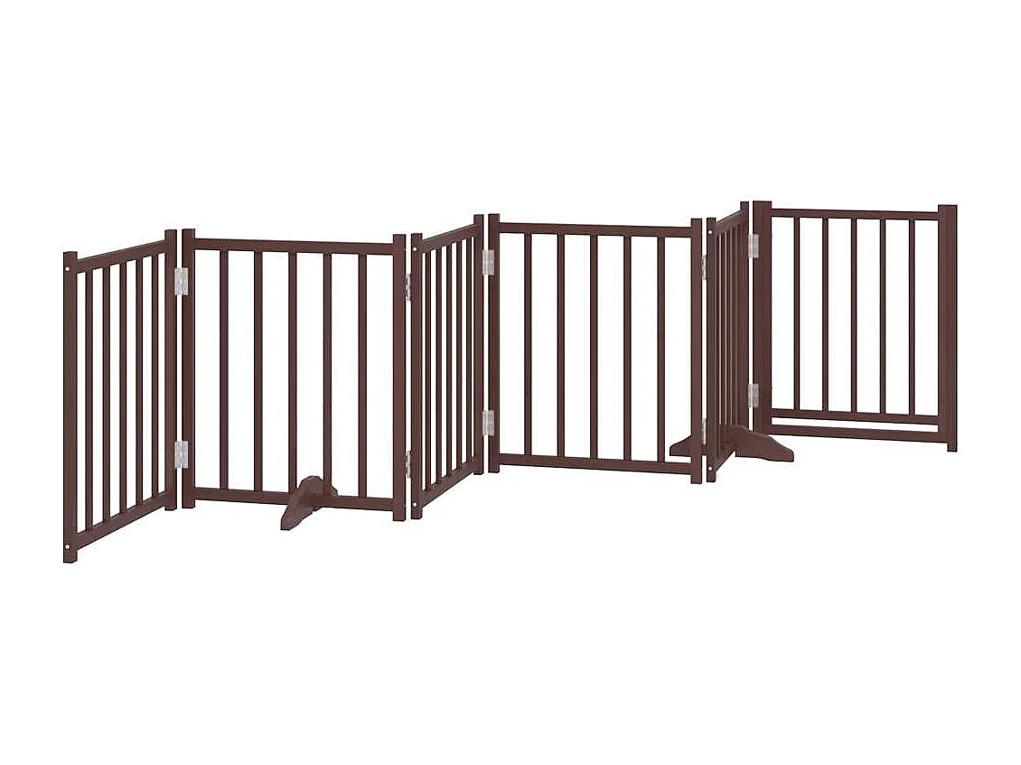 Puerta de perros plegable 6 paneles madera abeto marrón 300 cm