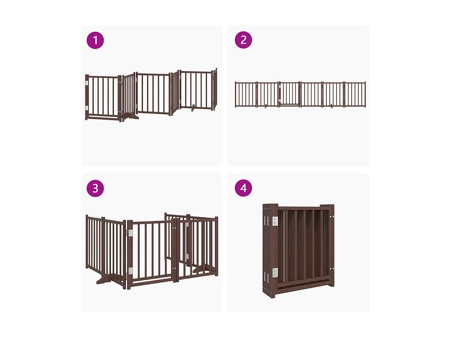 Puerta de perros plegable 6 paneles madera abeto marrón 300 cm