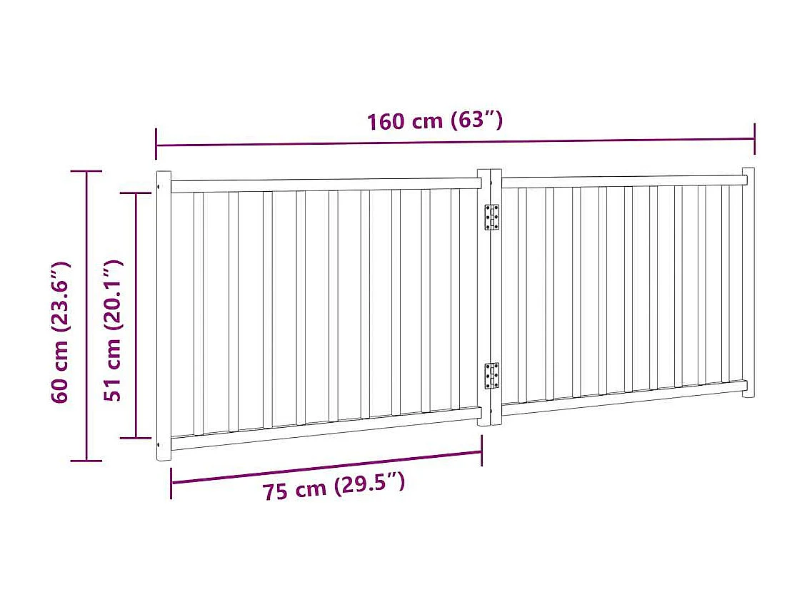 Puerta de perros plegable 2 paneles madera abeto marrón 160 cm