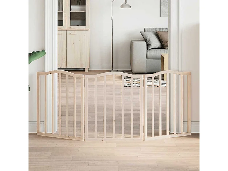 Portão para cães dobrável 3 painéis 150 cm madeira de álamo