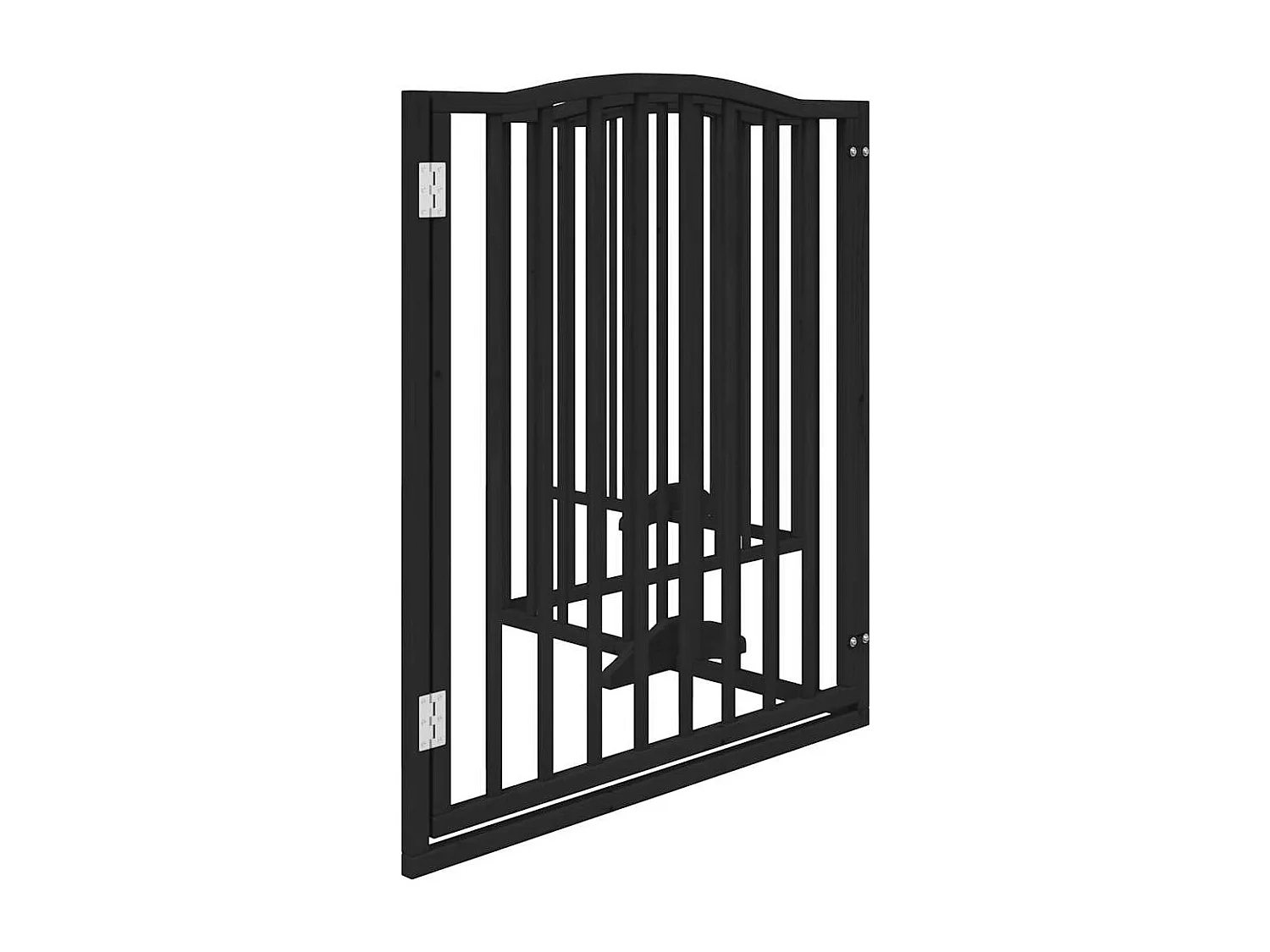 Barrière pour chiens et porte 4 panneaux noir bois de peuplier