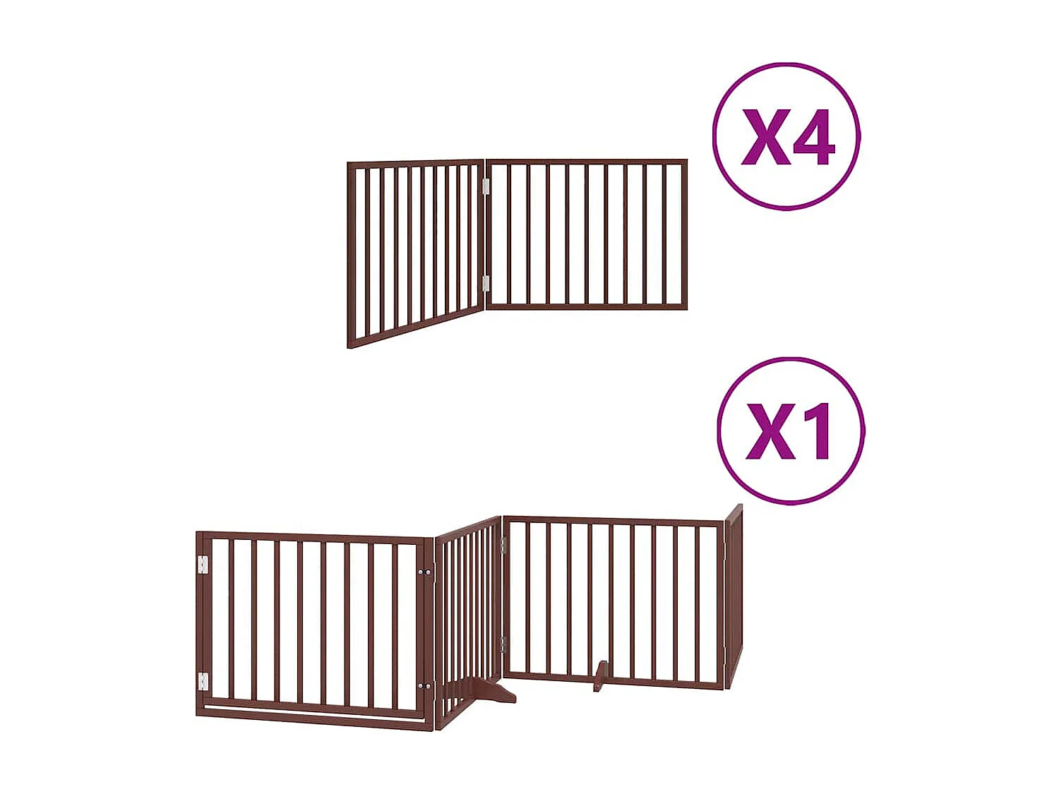 Barrière pour chien porte pliable 12 panneaux bois de peuplier