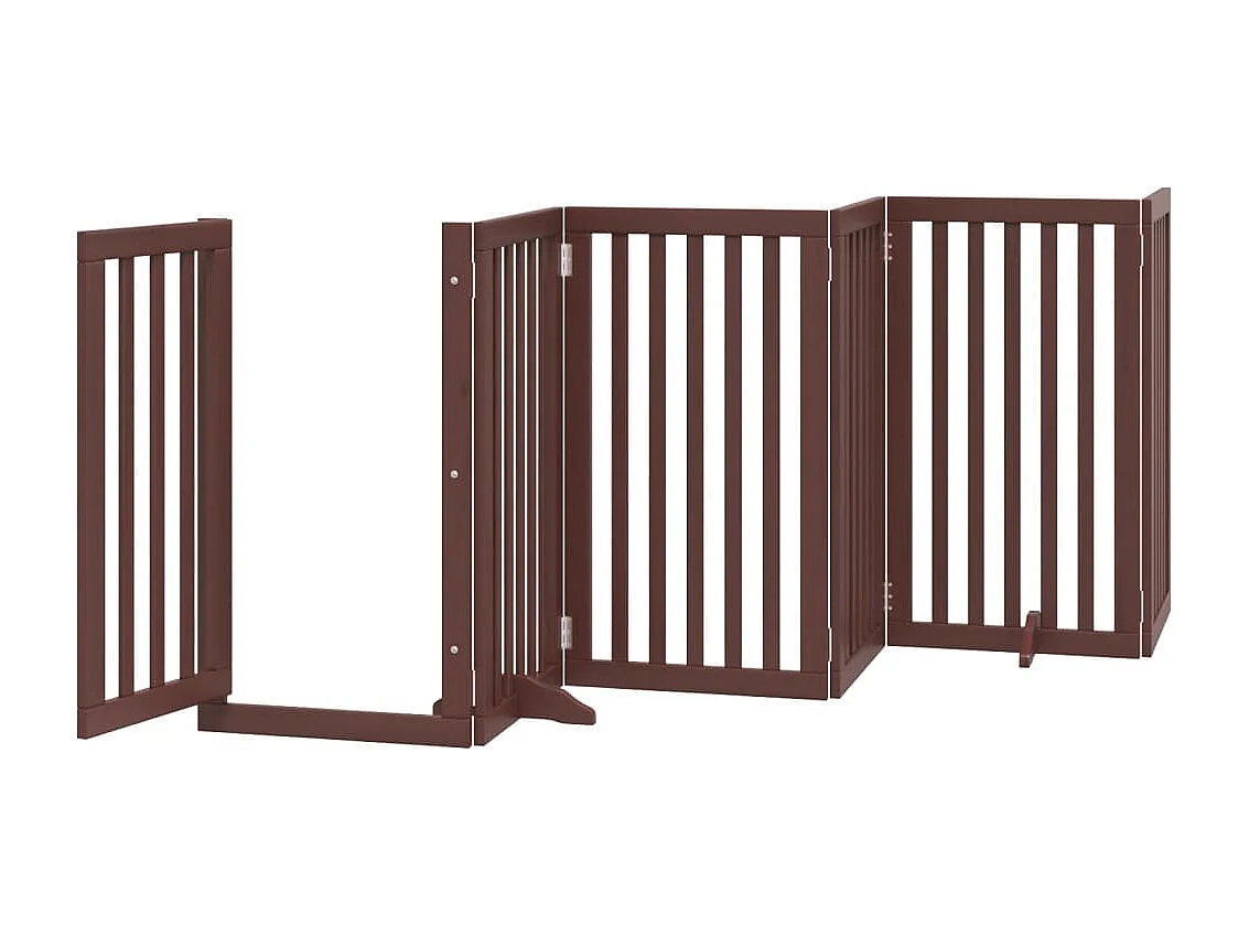 Portão para cães com porta dobrável 6 painéis 300cm álamo castanho
