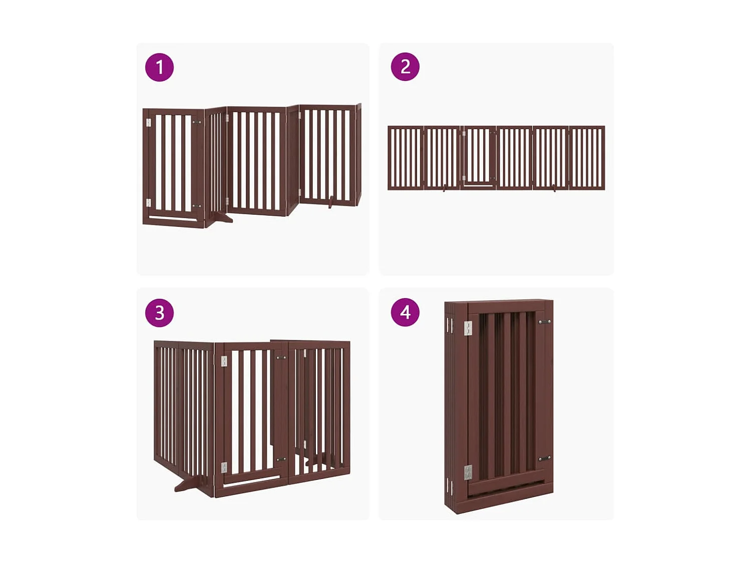 Portão para cães com porta dobrável 6 painéis 300cm álamo castanho