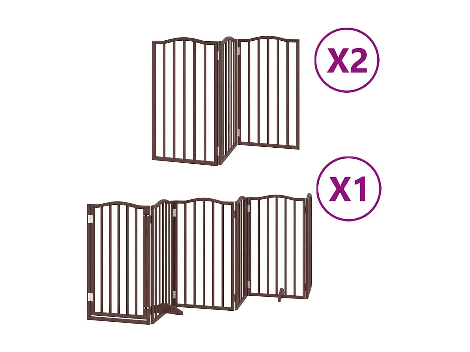 Barrière pour chien porte pliable 12 panneaux bois de peuplier