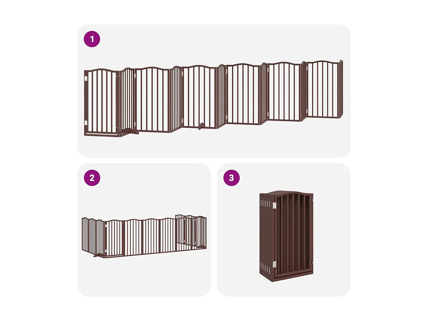 Barrière pour chien porte pliable 12 panneaux bois de peuplier