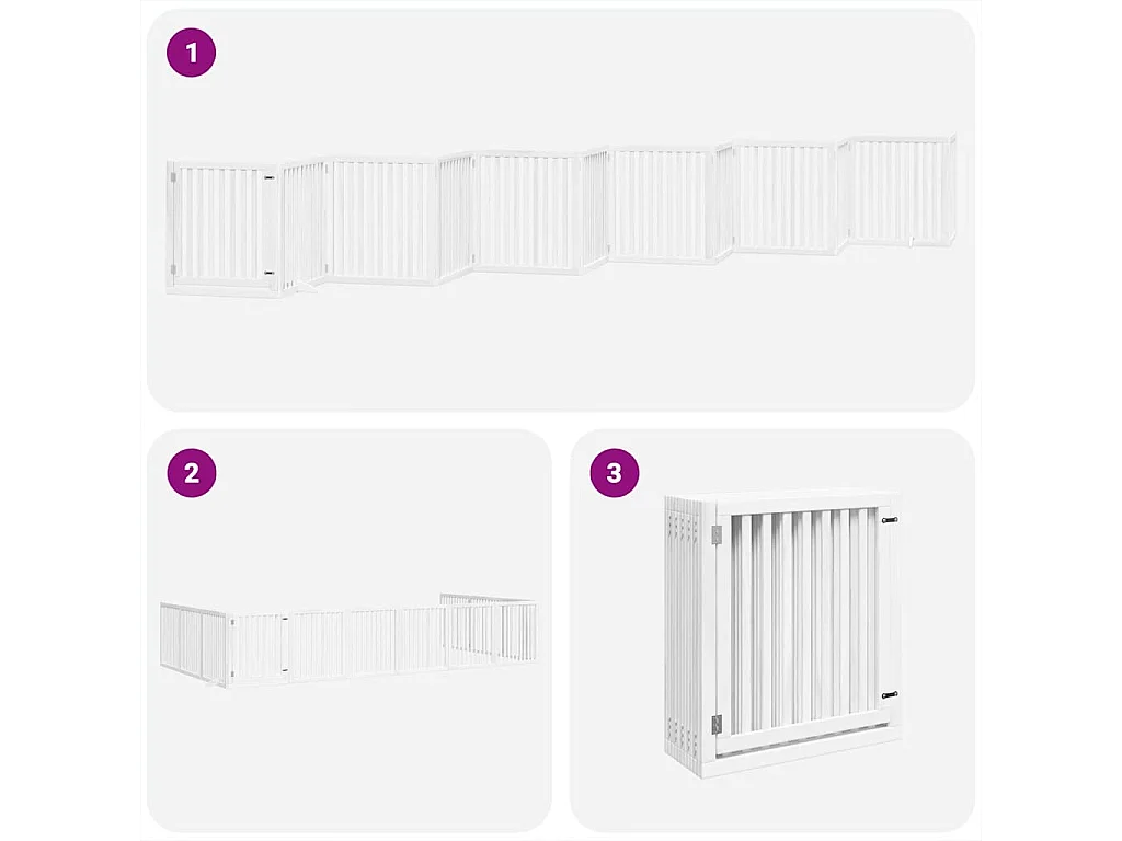 Portão para cães com porta dobrável 12 painéis 960cm álamo branco