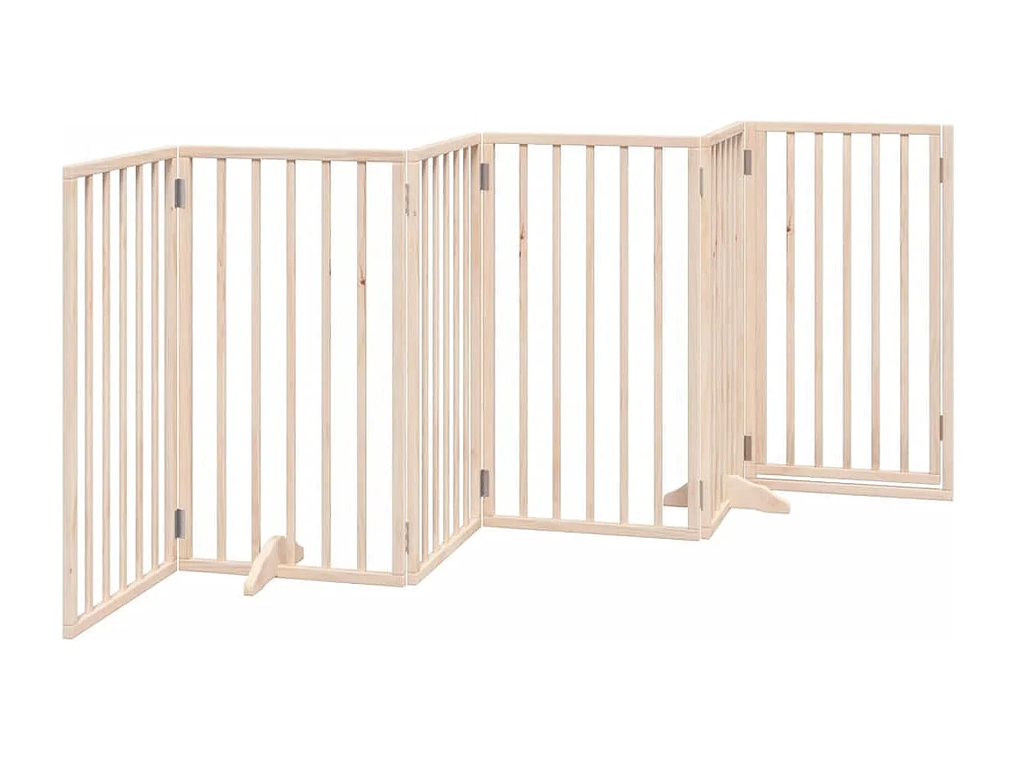 Barrière pour chien avec porte pliable 6 panneaux 300 cm Bois de peuplier